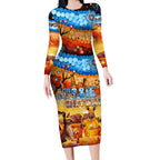 australia-kangaroo-aboriginal-camping-long-sleeve-bodycon-dress-aussie-outback-camping-with-beer