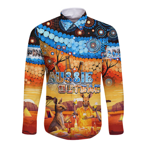 australia-kangaroo-aboriginal-camping-long-sleeve-button-shirt-aussie-outback-camping-with-beer