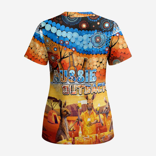 Australia Kangaroo Aboriginal Camping Scrub Top Aussie Outback Camping with Beer - Aussie Hoodie