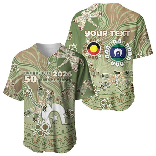 Personalised NAIDOC Week 2026 Baseball Jersey Dragonfly Australian Aboriginal Art
