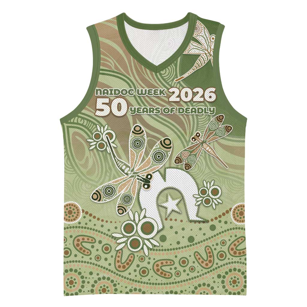 Personalised NAIDOC Week 2026 Basketball Jersey Dragonfly Australian Aboriginal Art