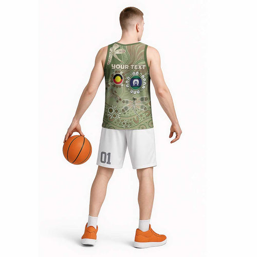 Personalised NAIDOC Week 2026 Basketball Jersey Dragonfly Australian Aboriginal Art
