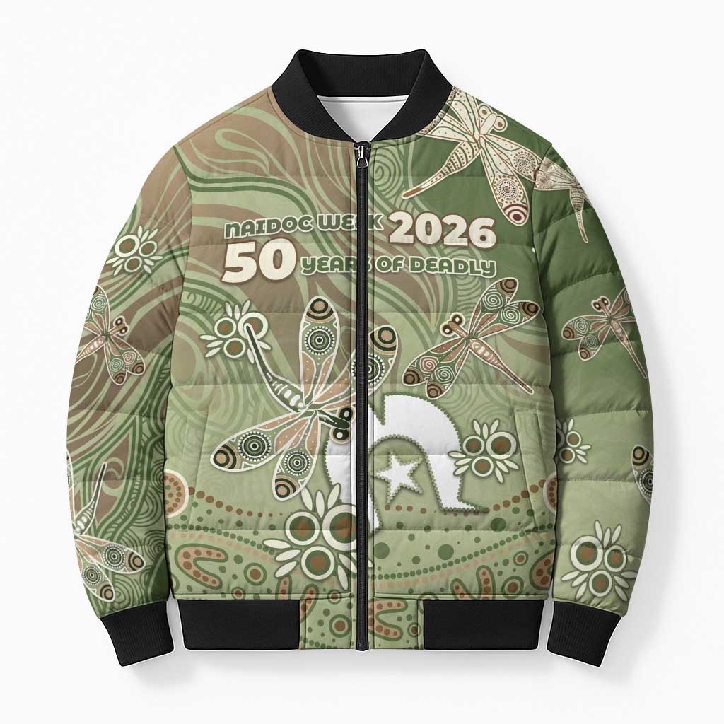 Personalised NAIDOC Week 2026 Bomber Puffer Jacket Dragonfly Australian Aboriginal Art