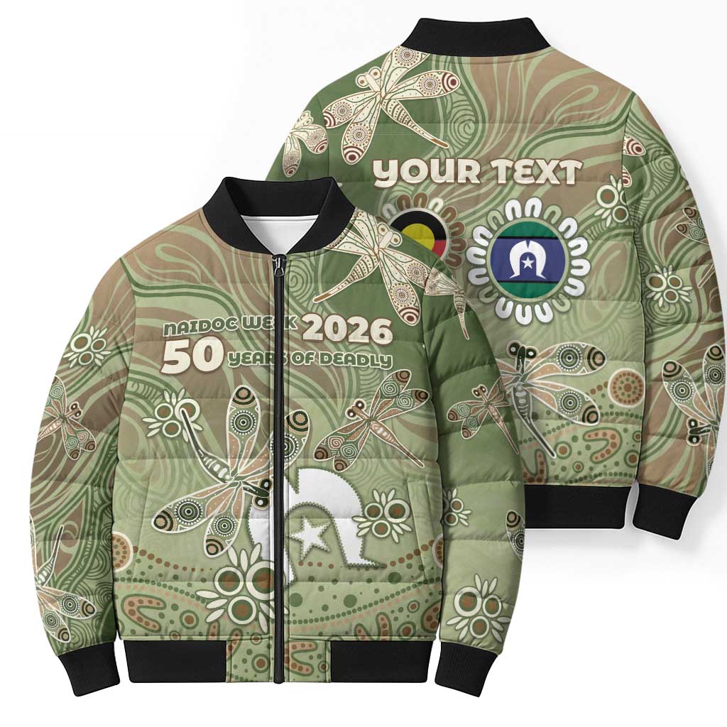 Personalised NAIDOC Week 2026 Bomber Puffer Jacket Dragonfly Australian Aboriginal Art