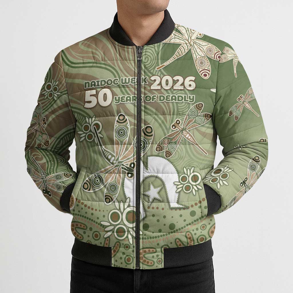 Personalised NAIDOC Week 2026 Bomber Puffer Jacket Dragonfly Australian Aboriginal Art