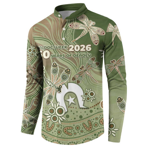 Personalised NAIDOC Week 2026 Button Sweatshirt Dragonfly Australian Aboriginal Art