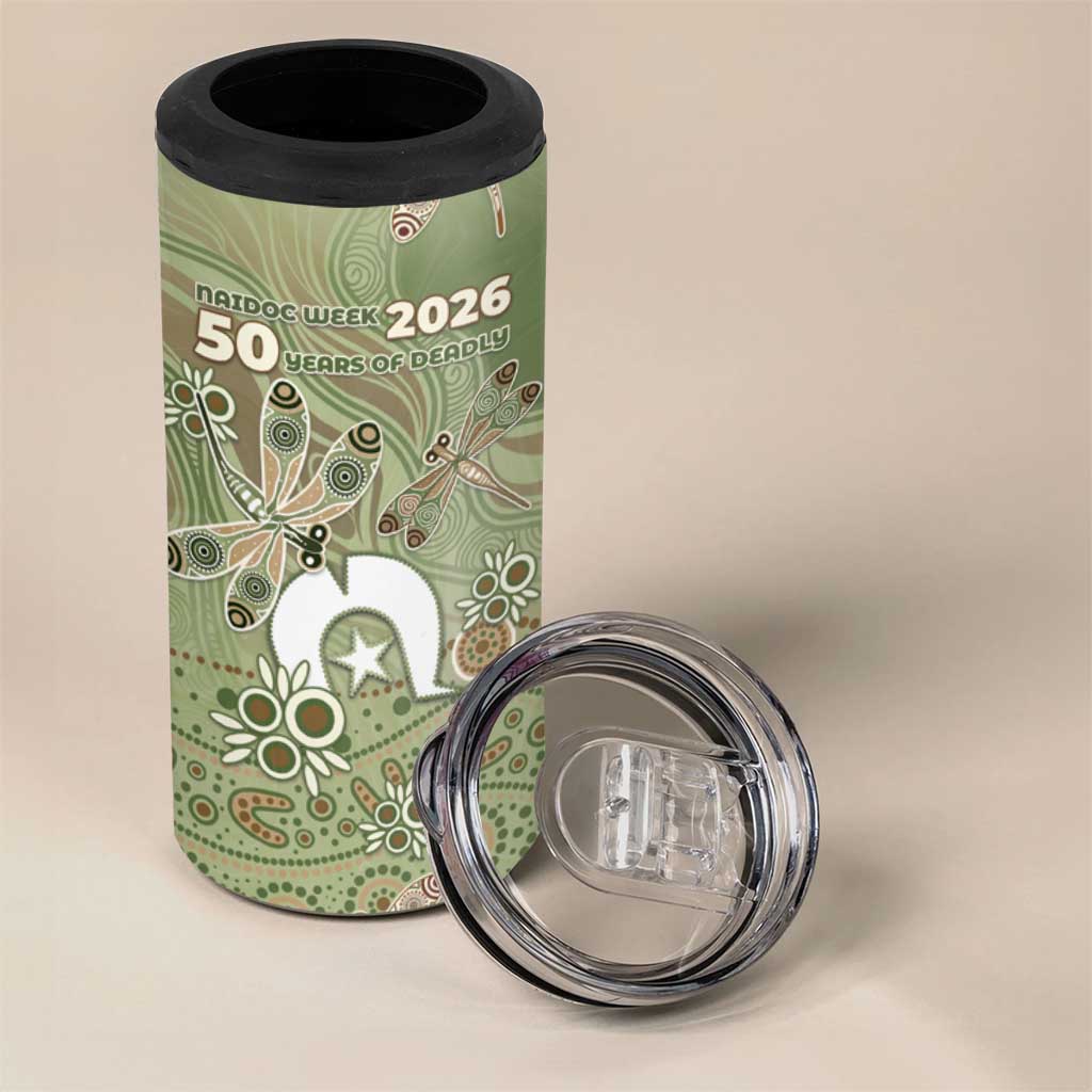 Personalised NAIDOC Week 2026 4 in 1 Can Cooler Tumbler Dragonfly Australian Aboriginal Art