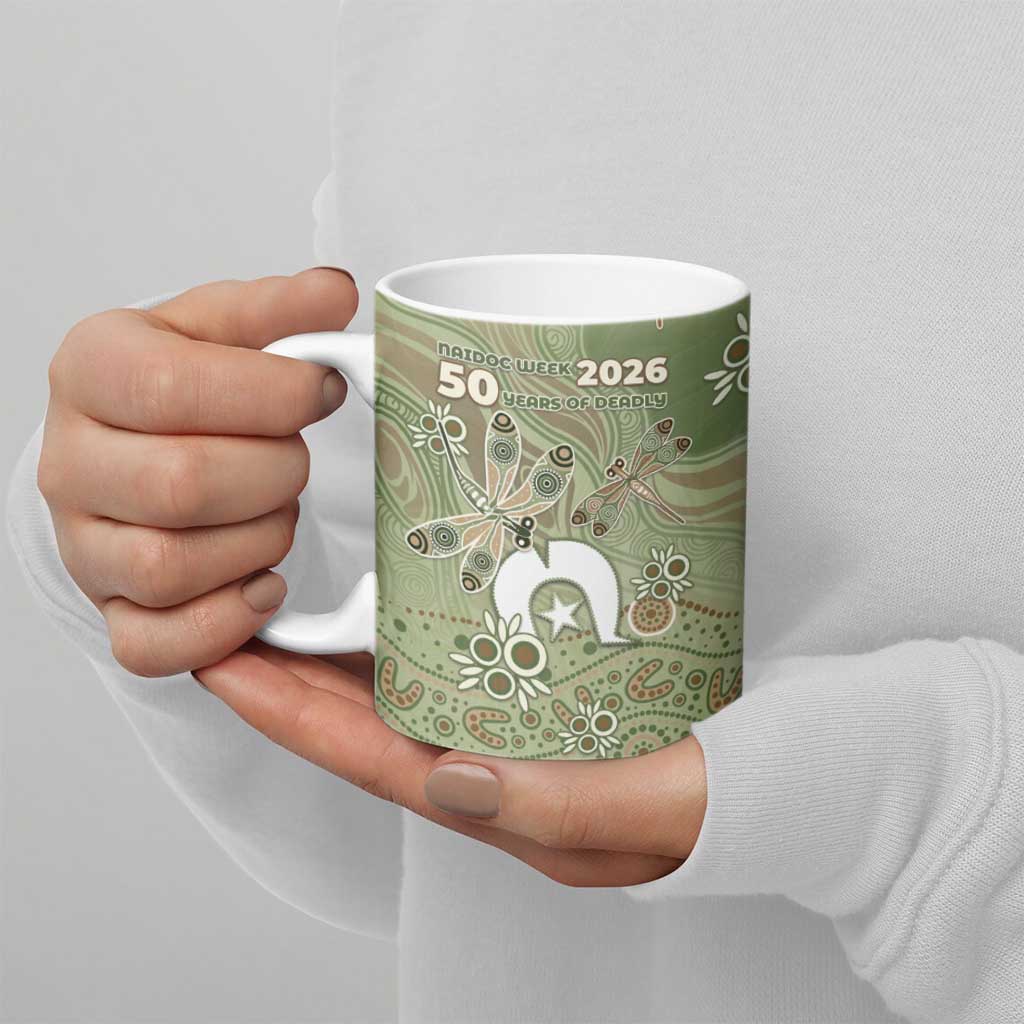 Personalised NAIDOC Week 2026 Ceramic Mug Dragonfly Australian Aboriginal Art