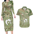 Personalised NAIDOC Week 2026 Couples Matching Long Sleeve Bodycon Dress and Hawaiian Shirt Dragonfly Australian Aboriginal Art