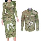 Personalised NAIDOC Week 2026 Couples Matching Long Sleeve Bodycon Dress and Long Sleeve Button Shirt Dragonfly Australian Aboriginal Art