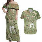 Personalised NAIDOC Week 2026 Couples Matching Off Shoulder Maxi Dress and Hawaiian Shirt Dragonfly Australian Aboriginal Art