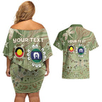 Personalised NAIDOC Week 2026 Couples Matching Off Shoulder Short Dress and Hawaiian Shirt Dragonfly Australian Aboriginal Art