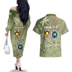 Personalised NAIDOC Week 2026 Couples Matching Off The Shoulder Long Sleeve Dress and Hawaiian Shirt Dragonfly Australian Aboriginal Art
