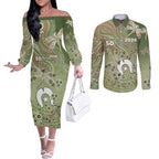 Personalised NAIDOC Week 2026 Couples Matching Off The Shoulder Long Sleeve Dress and Long Sleeve Button Shirt Dragonfly Australian Aboriginal Art