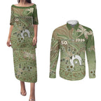 Personalised NAIDOC Week 2026 Couples Matching Puletasi and Long Sleeve Button Shirt Dragonfly Australian Aboriginal Art