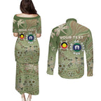 Personalised NAIDOC Week 2026 Couples Matching Puletasi and Long Sleeve Button Shirt Dragonfly Australian Aboriginal Art