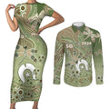 Personalised NAIDOC Week 2026 Couples Matching Short Sleeve Bodycon Dress and Long Sleeve Button Shirt Dragonfly Australian Aboriginal Art