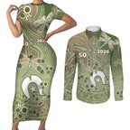 Personalised NAIDOC Week 2026 Couples Matching Short Sleeve Bodycon Dress and Long Sleeve Button Shirt Dragonfly Australian Aboriginal Art