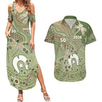 Personalised NAIDOC Week 2026 Couples Matching Summer Maxi Dress and Hawaiian Shirt Dragonfly Australian Aboriginal Art