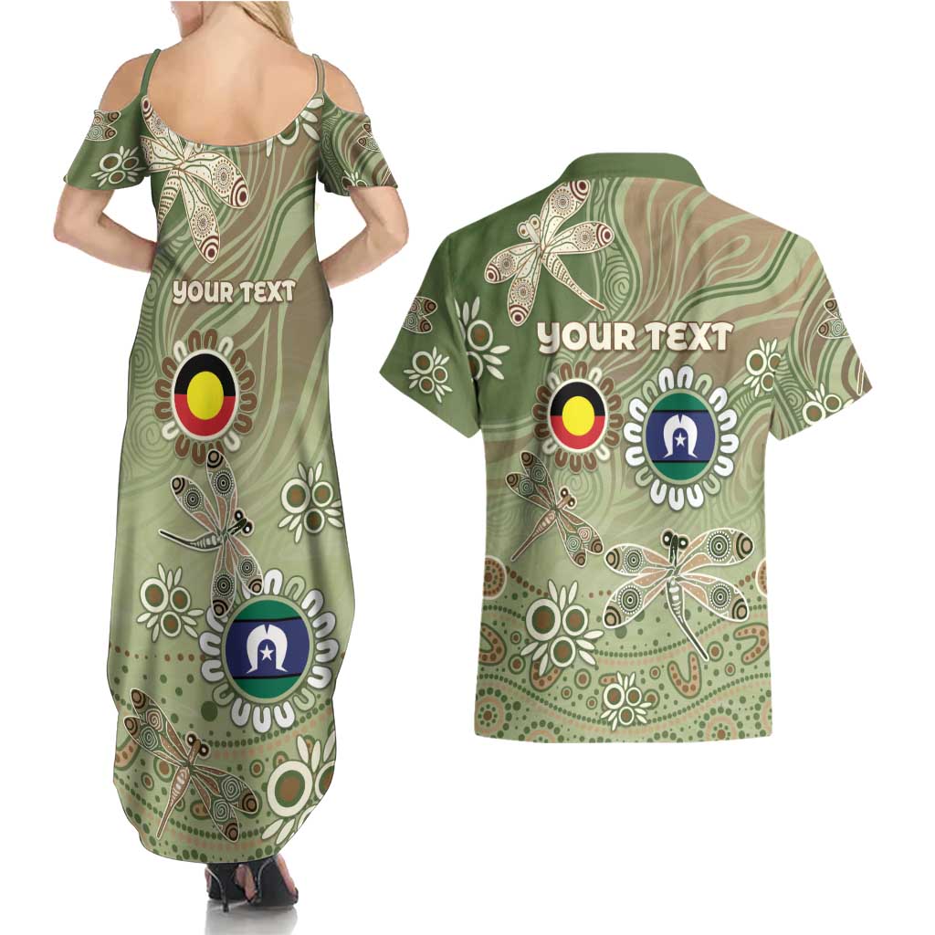 Personalised NAIDOC Week 2026 Couples Matching Summer Maxi Dress and Hawaiian Shirt Dragonfly Australian Aboriginal Art