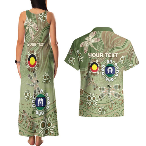 Personalised NAIDOC Week 2026 Couples Matching Tank Maxi Dress and Hawaiian Shirt Dragonfly Australian Aboriginal Art