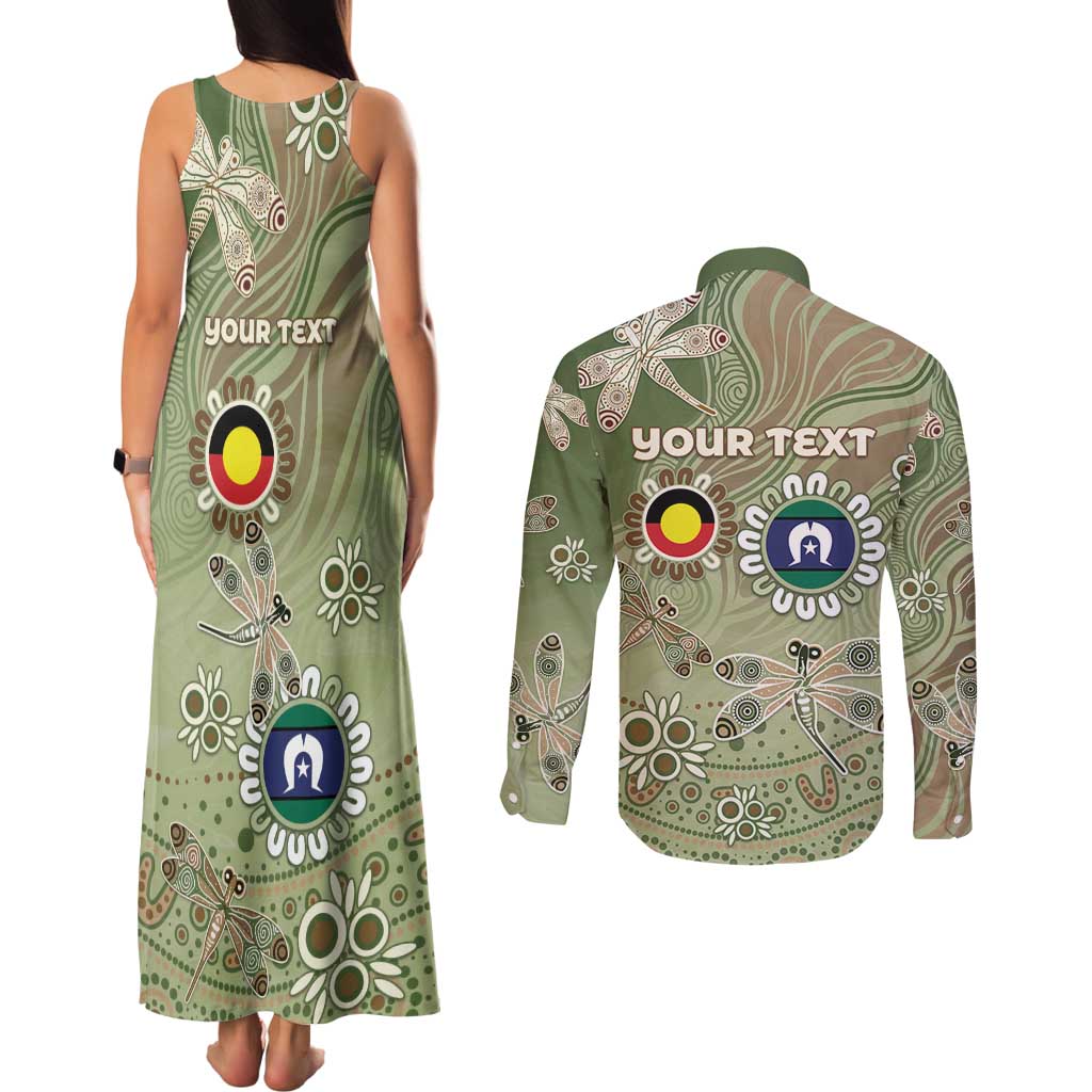 Personalised NAIDOC Week 2026 Couples Matching Tank Maxi Dress and Long Sleeve Button Shirt Dragonfly Australian Aboriginal Art