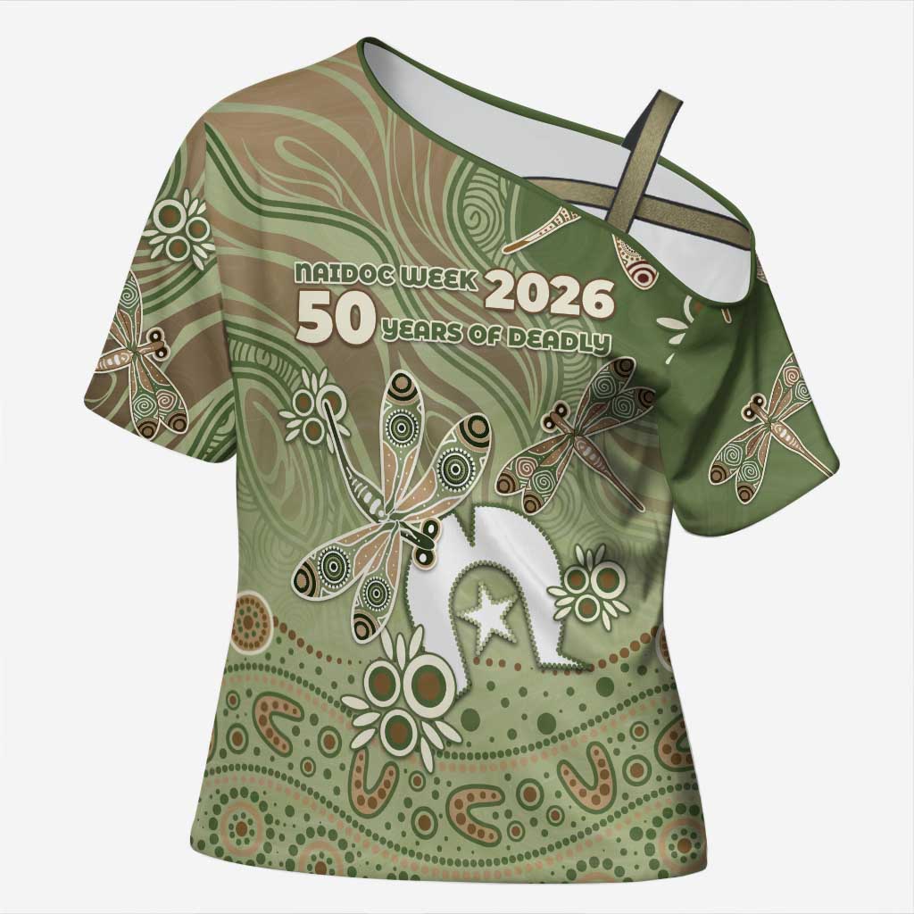 Personalised NAIDOC Week 2026 Cross Shoulder Shirt Dragonfly Australian Aboriginal Art