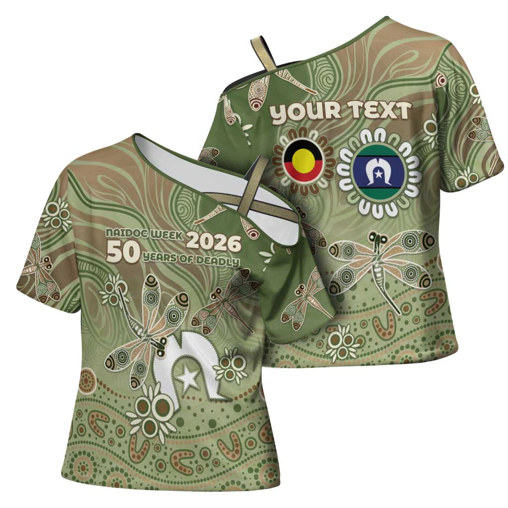 Personalised NAIDOC Week 2026 Cross Shoulder Shirt Dragonfly Australian Aboriginal Art