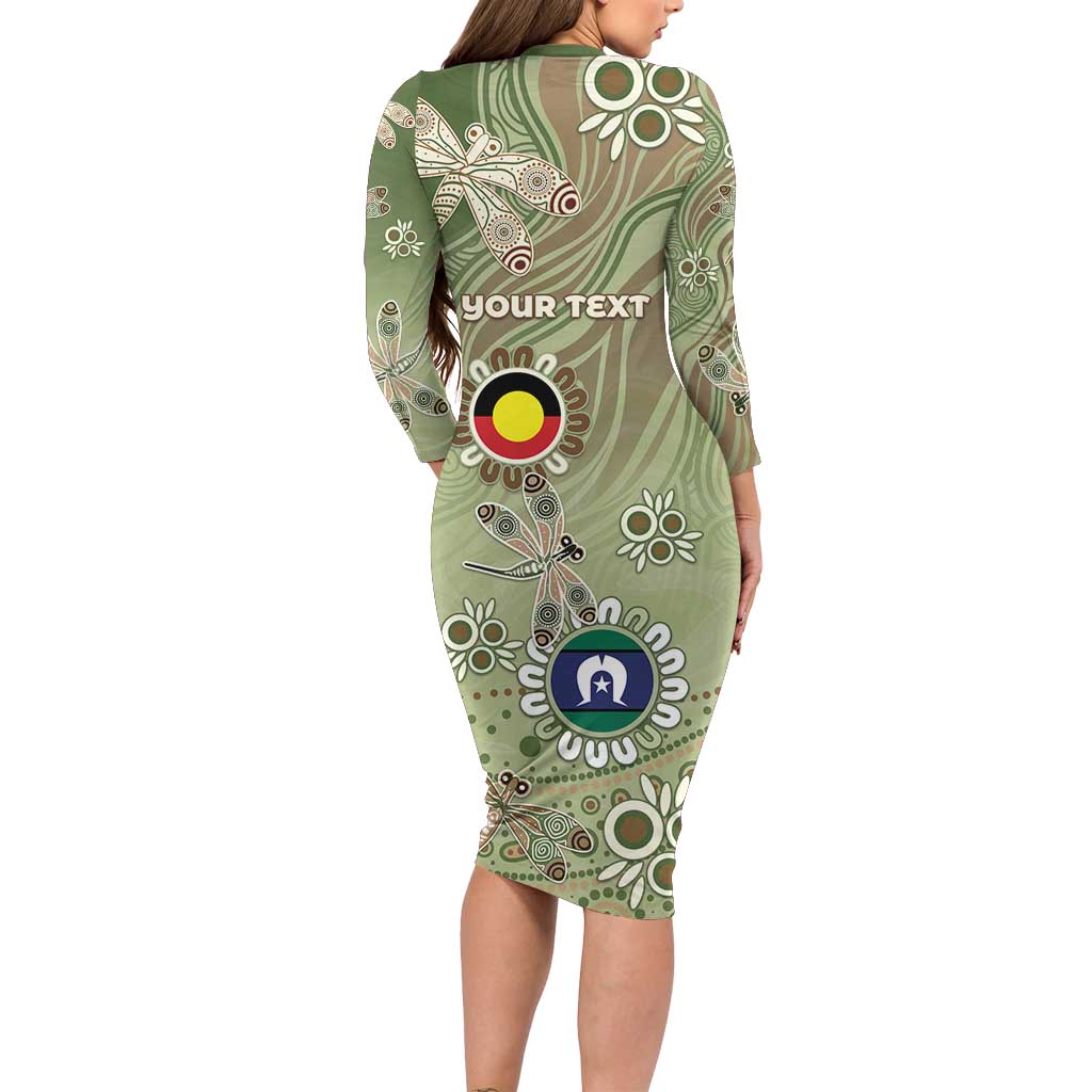 Personalised NAIDOC Week 2026 Family Matching Long Sleeve Bodycon Dress and Hawaiian Shirt Dragonfly Australian Aboriginal Art