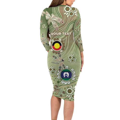 Personalised NAIDOC Week 2026 Family Matching Long Sleeve Bodycon Dress and Hawaiian Shirt Dragonfly Australian Aboriginal Art