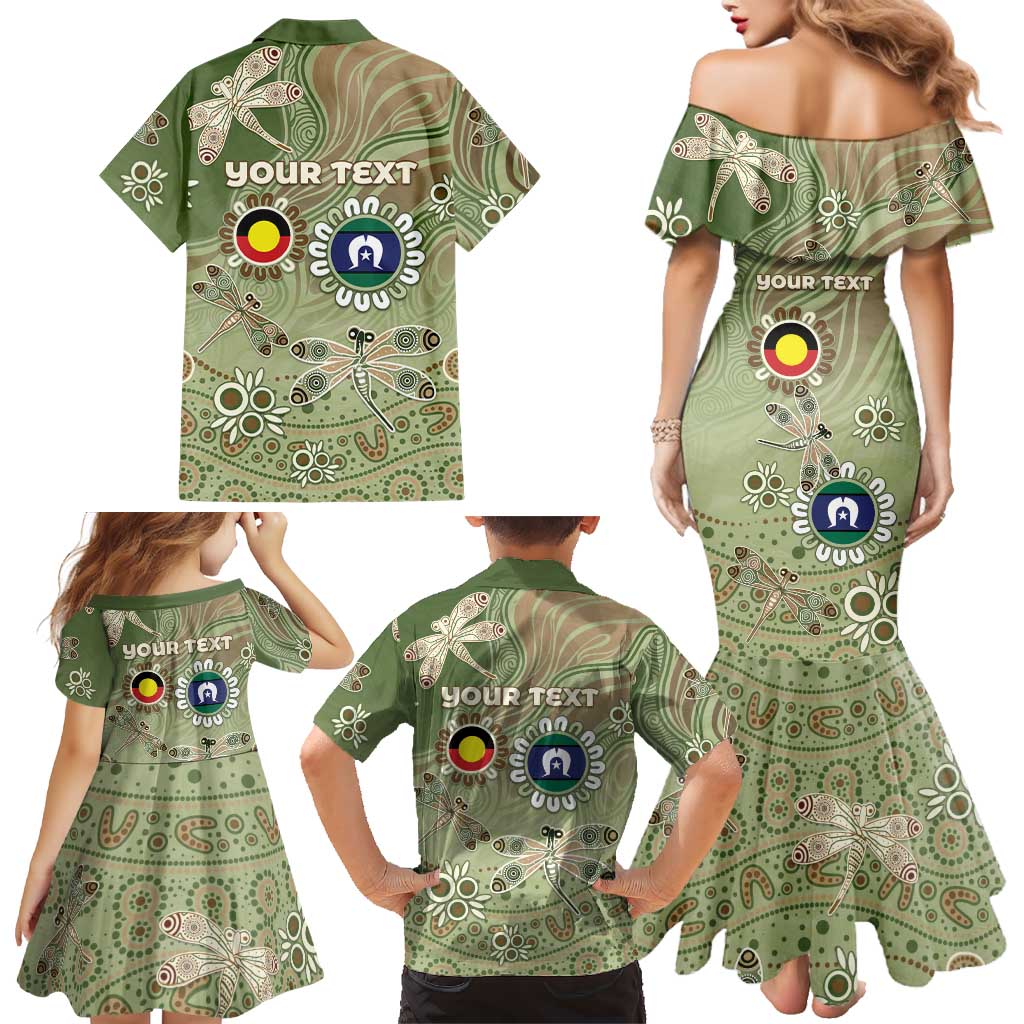 Personalised NAIDOC Week 2026 Family Matching Mermaid Dress and Hawaiian Shirt Dragonfly Australian Aboriginal Art