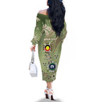 Personalised NAIDOC Week 2026 Family Matching Off The Shoulder Long Sleeve Dress and Hawaiian Shirt Dragonfly Australian Aboriginal Art