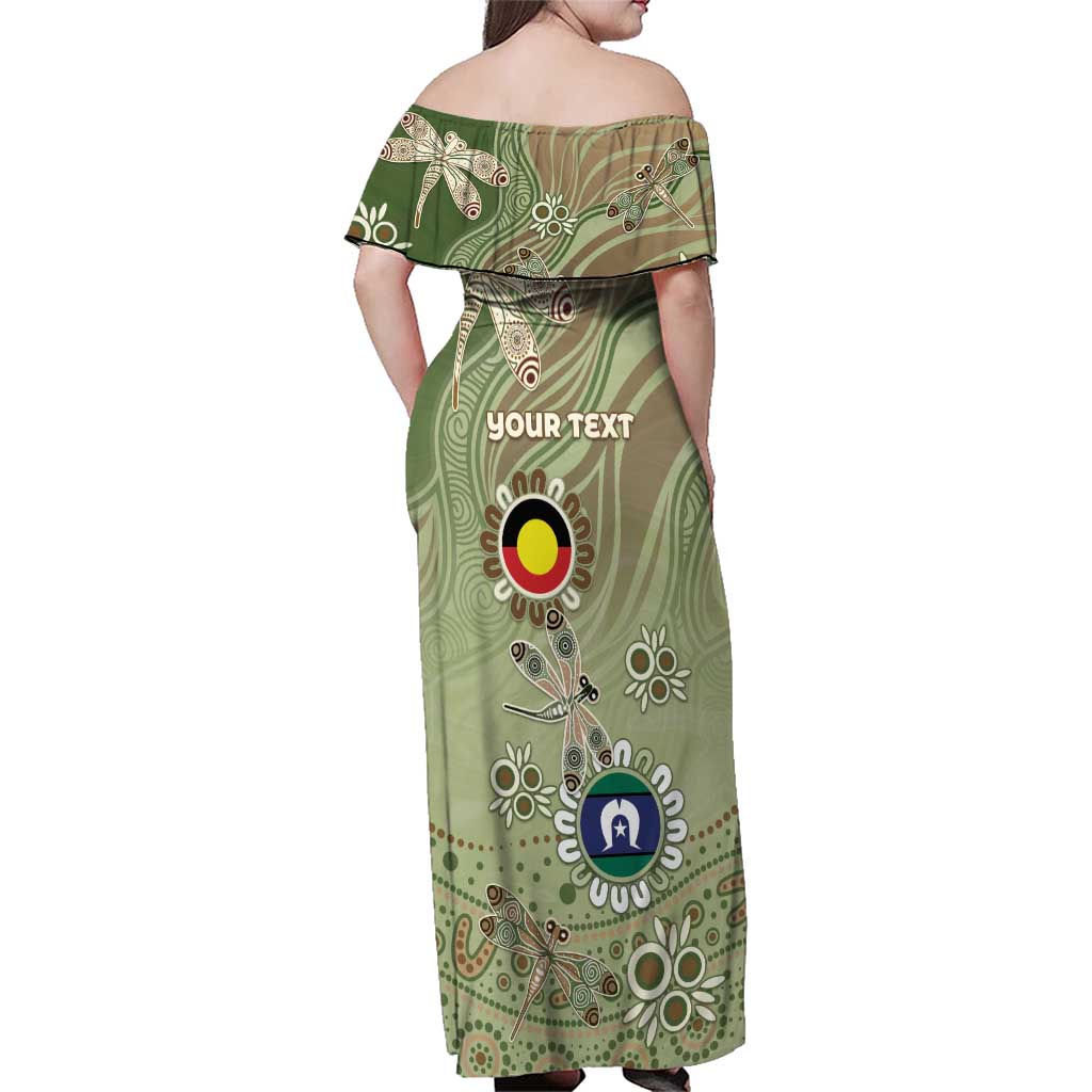 Personalised NAIDOC Week 2026 Family Matching Off Shoulder Maxi Dress and Hawaiian Shirt Dragonfly Australian Aboriginal Art