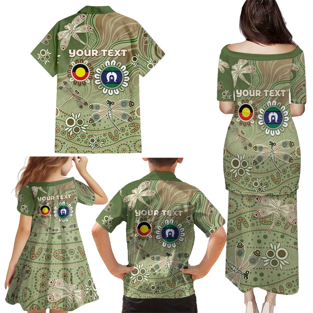 Personalised NAIDOC Week 2026 Family Matching Puletasi and Hawaiian Shirt Dragonfly Australian Aboriginal Art