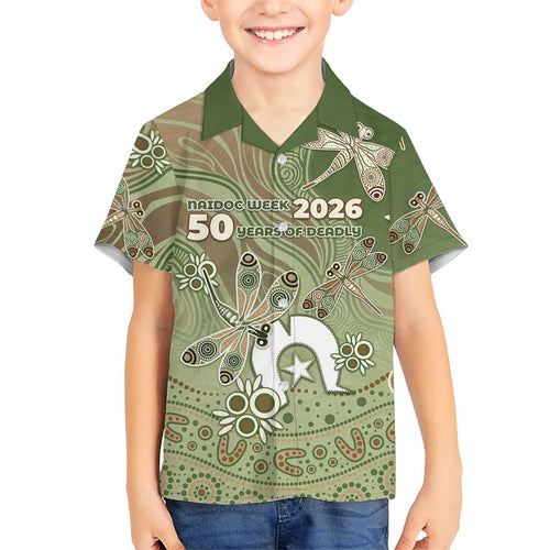 Personalised NAIDOC Week 2026 Family Matching Summer Maxi Dress and Hawaiian Shirt Dragonfly Australian Aboriginal Art