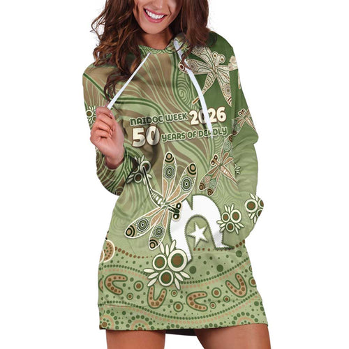 Personalised NAIDOC Week 2026 Hoodie Dress Dragonfly Australian Aboriginal Art