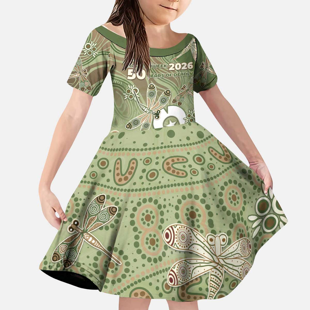 Personalised NAIDOC Week 2026 Kid Short Sleeve Dress Dragonfly Australian Aboriginal Art