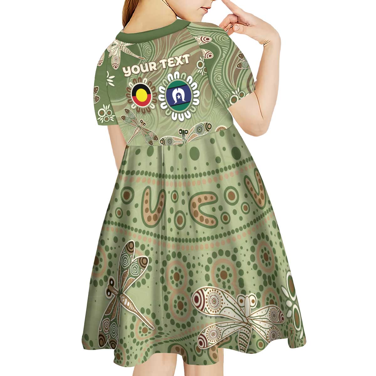 Personalised NAIDOC Week 2026 Kid Short Sleeve Dress Dragonfly Australian Aboriginal Art