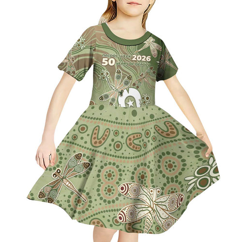 Personalised NAIDOC Week 2026 Kid Short Sleeve Dress Dragonfly Australian Aboriginal Art