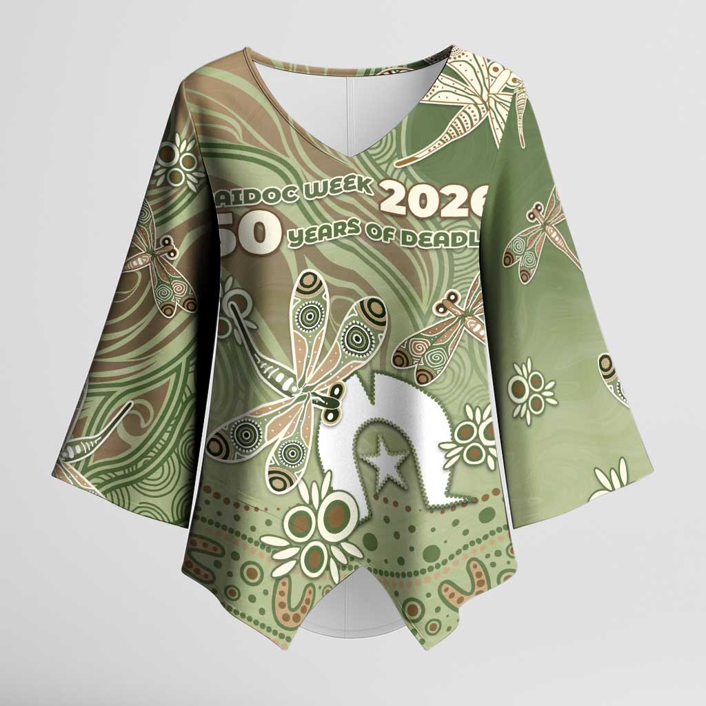 Personalised NAIDOC Week 2026 Kimono Sleeve Blouse Dragonfly Australian Aboriginal Art