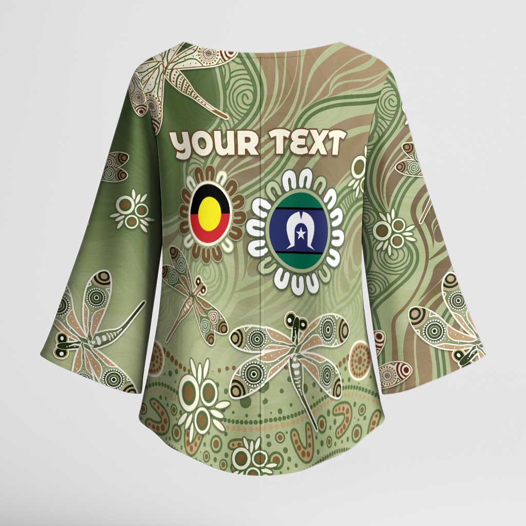 Personalised NAIDOC Week 2026 Kimono Sleeve Blouse Dragonfly Australian Aboriginal Art