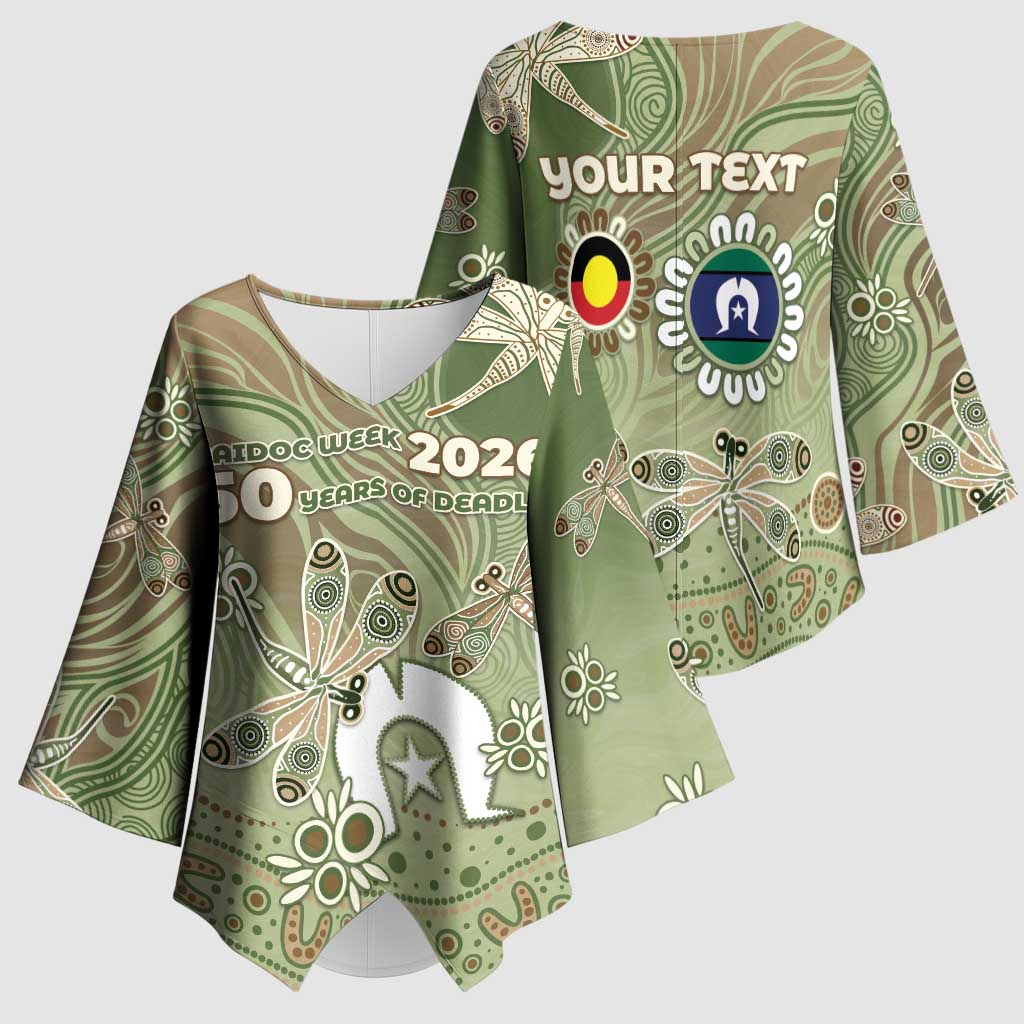 Personalised NAIDOC Week 2026 Kimono Sleeve Blouse Dragonfly Australian Aboriginal Art