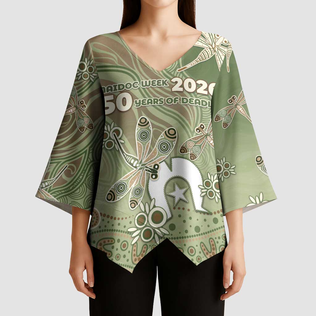Personalised NAIDOC Week 2026 Kimono Sleeve Blouse Dragonfly Australian Aboriginal Art