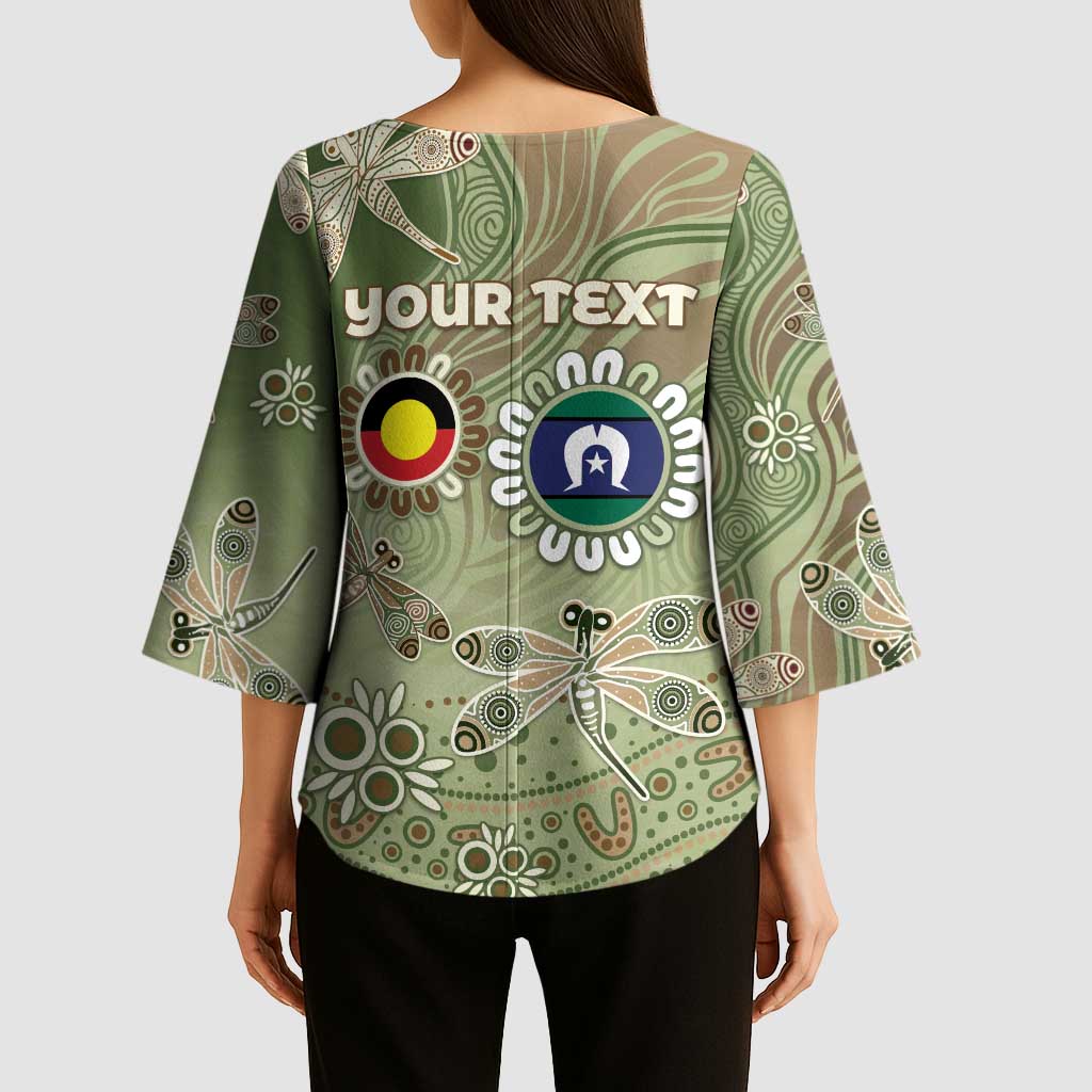 Personalised NAIDOC Week 2026 Kimono Sleeve Blouse Dragonfly Australian Aboriginal Art