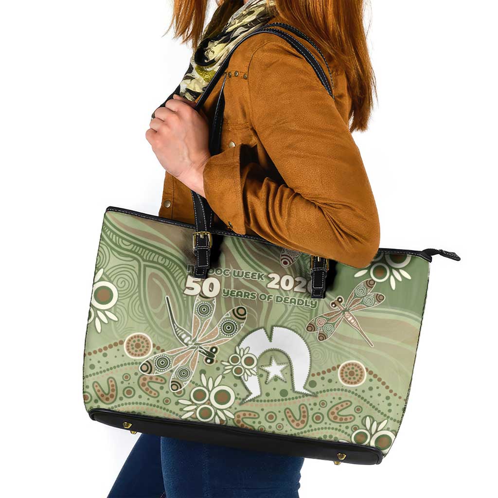 NAIDOC Week 2026 Leather Tote Bag Dragonfly Australian Aboriginal Art