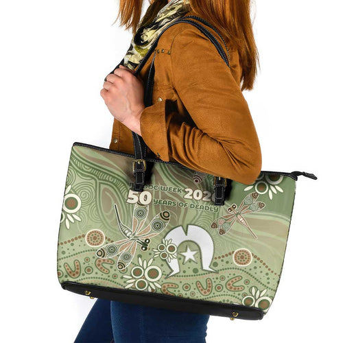 NAIDOC Week 2026 Leather Tote Bag Dragonfly Australian Aboriginal Art
