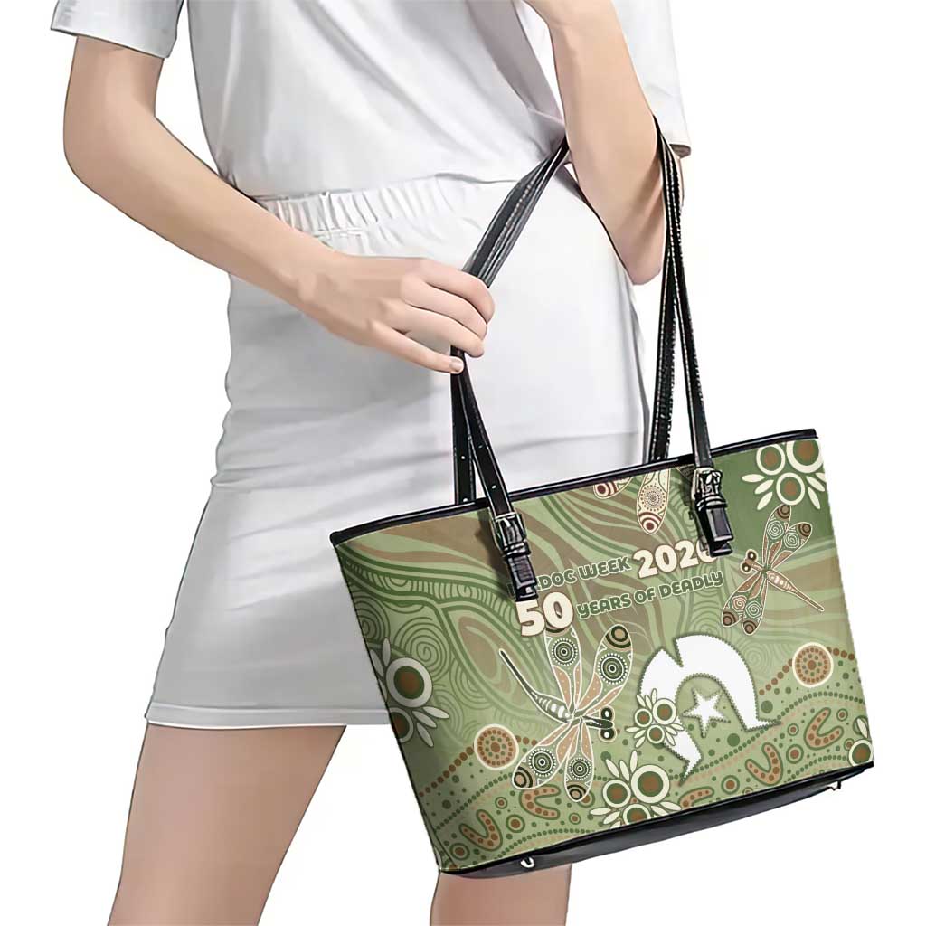 NAIDOC Week 2026 Leather Tote Bag Dragonfly Australian Aboriginal Art