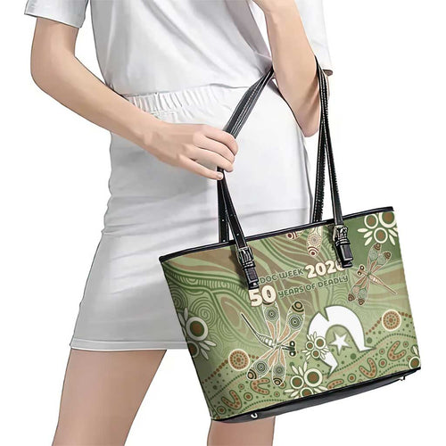 NAIDOC Week 2026 Leather Tote Bag Dragonfly Australian Aboriginal Art