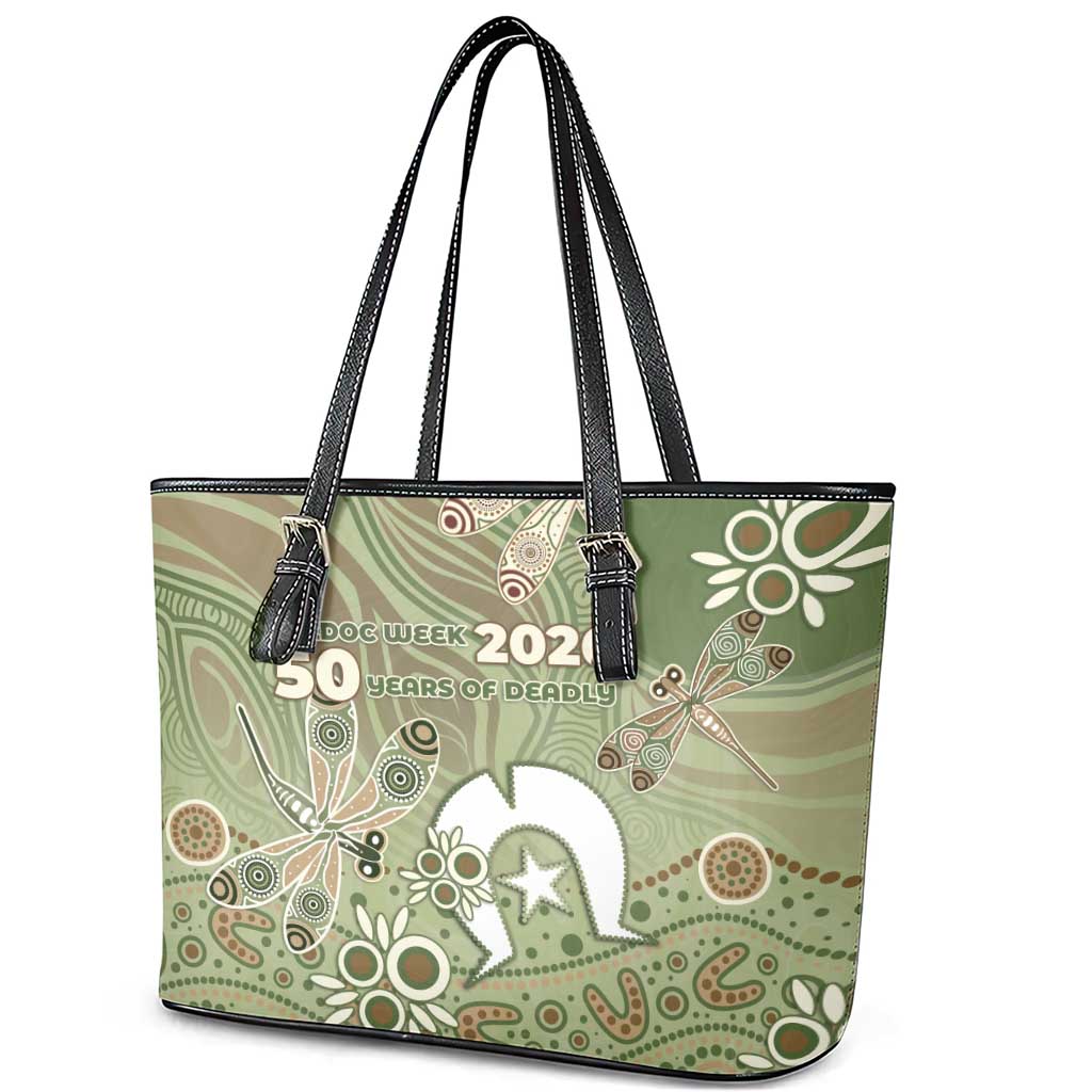 NAIDOC Week 2026 Leather Tote Bag Dragonfly Australian Aboriginal Art