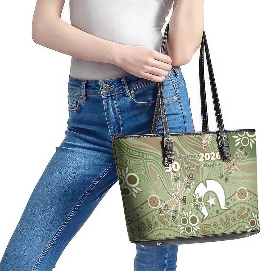 NAIDOC Week 2026 Leather Tote Bag Dragonfly Australian Aboriginal Art